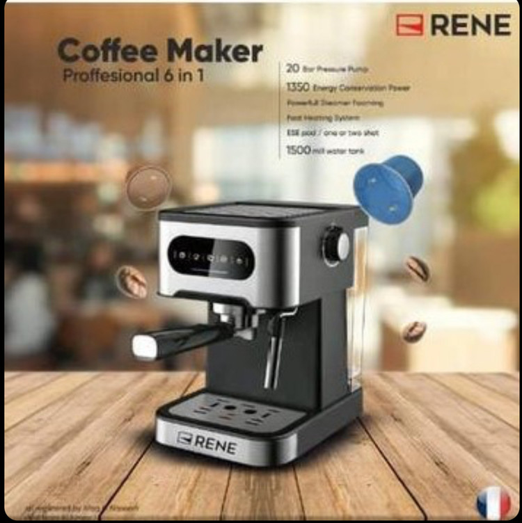 اسپرسوساز حرفه ای رنه RENE مدل REM 1711 همراه با پورتا فیلتر کپسول